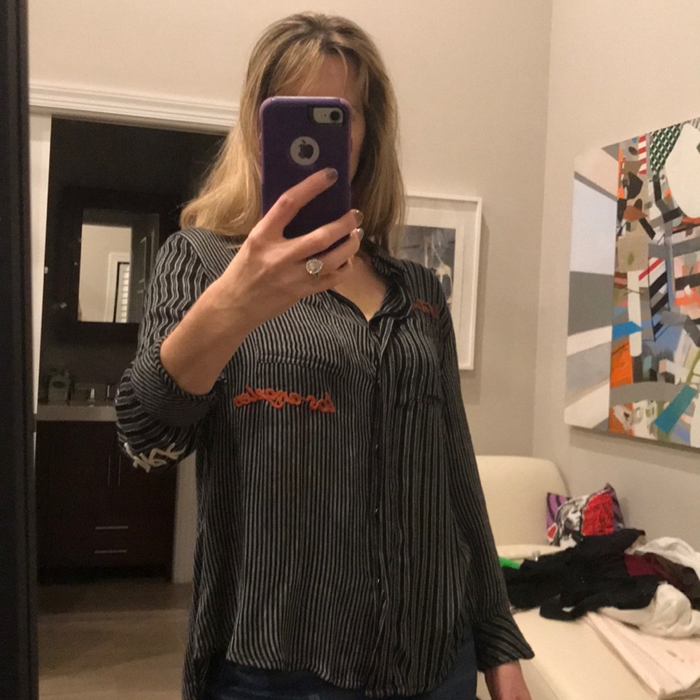 Striped long sleeve edgy button down